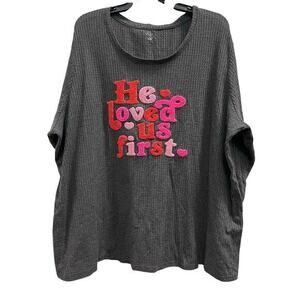 Gray Valentine patched logo Thermal He Loved Us First plus Sz 3X XXXL